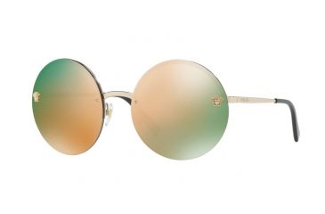 Image of Versace VE2176 Sunglasses 12524Z-59 - Pale Gold Frame, Grey Mirror Rose Gold Lenses