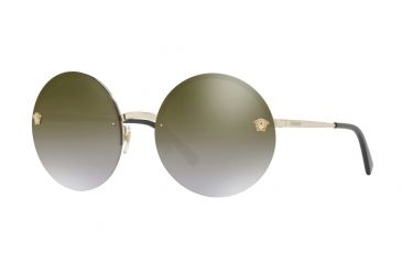 Image of Versace VE2176 Sunglasses 12526U-59 - Pale Gold Frame, Brown Grad Mirror Gold Lenses