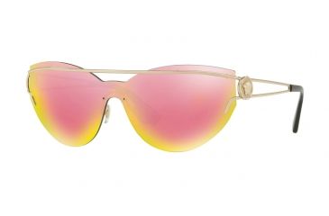 Image of Versace VE2186 Sunglasses 12524Z-38 - Pale Gold Frame, Grey Mirror Yellow Rose Lenses
