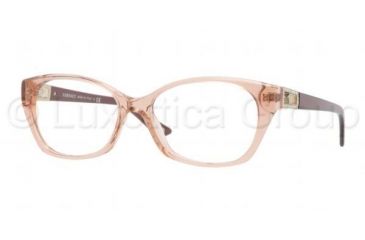 Image of Versace VE3170B Single Vision Prescription Eyeglasses 772-5216 - Brown Transparent Frame