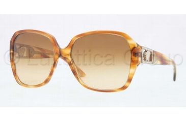 Image of Versace VE4242B Sunglasses 50272L-5716 - Striped Honey Frame, Brown Gradient Lenses