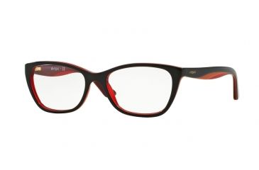 Image of Vogue VO2961F Single Vision Prescription Eyeglasses 2312-53 - Brown/orange/tr Red Frame