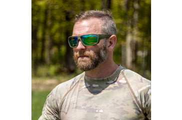 Image of War Bird Fusillade Glasses, Green Frames/Brown Lens/Ice Green Shield, EYFUGRBRIGR