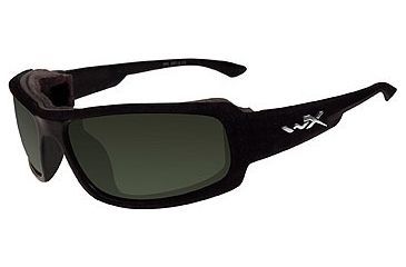 Image of Wiley X Airborne Sunglasses - Metallic Black w/ Polarized Smoke Green Lenses CCAIR04