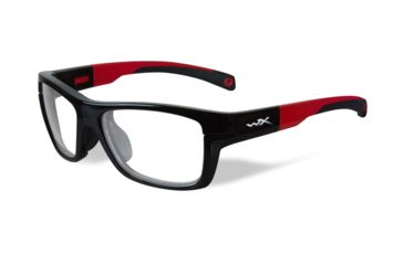 Image of Wiley X Crush Sunglasses, Gloss Black/ Red Frame/ Clear, YFCRS01