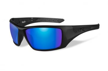 Image of Wiley X Nash Sunglasses, Matte Black Frame/ Polarized Blue Mirror Green, ACNAS09
