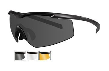 Image of Wiley X PT-3 Sunglasses w/ 3 Lens Set - Smoke, Clear, Light Rust PT-3SCL