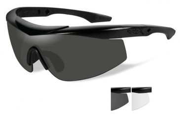 Image of Wiley X Talon Sunglasses-Matte Black Frame-Smoke Grey-Clear Lenses CHTLN1