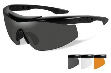 Image of Wiley X Talon Sunglasses-Matte Black Frame-Smoke Grey-Clear-Light Rust Lenses CHTLN2