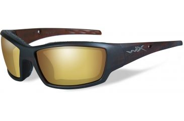 Image of Wiley X Tide Sunglasses,Matte Hickory Brown Frame,Polarized Amber/Gold Mirror WXCCTID04