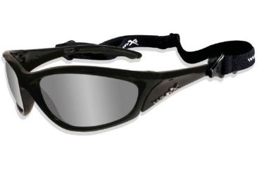 Image of Wiley X Tilt P-58 Sunglasses Gloss Black Frame and Polarized Smoke Green Flash Lens