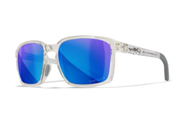 Image of Wiley X WX Alfa Sunglasses, Gloss Clear Crystal Frame, Captivate Polarized Blue Mirror Lens, AC6ALF09