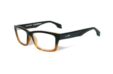 Image of Wiley X WX Contour Single Vision Prescription Eyeglasses, Gloss Black/Brown Stripe Frame, WSCON05SV