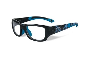 Image of Wiley X WX Flash Single Vision Prescription Sunglasses, Matte Black w/Lightning/Electric Blue Frame, YFFLA04SV