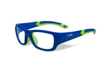 Image of Wiley X WX Flash Single Vision Prescription Sunglasses, Royal Blue/Lime Green Frame, YFFLA02SV