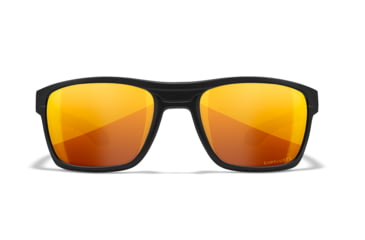 Image of Wiley X WX Kingpin Safety Sunglasses, Matte Black Frame, Captivate Pol Bronze Mirror Lens, ACKNG14