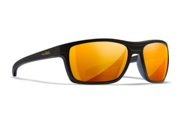Image of Wiley X WX Kingpin Safety Sunglasses, Matte Black Frame, Captivate Pol Bronze Mirror Lens, ACKNG14