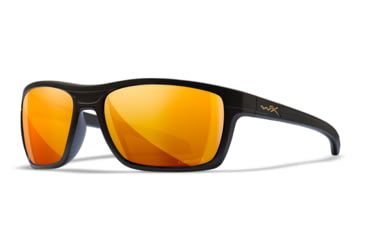 Image of USED Wiley X WX Kingpin Safety Sunglasses, Matte Black Frame, Captivate Pol Bronze Mirror Lens, ACKNG14, EDEMO1