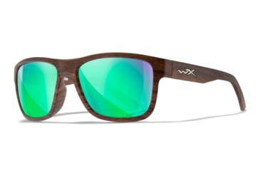 Image of Wiley X WX OVATION Sunglasses, Captivate Polarized Green Mirror/ Matte Woodgrain, AC6OVN07