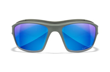 Image of Wiley X WX Ozone Sunglasses, Matte Grey Frame, Captivate Polarized Blue Mirror Lens, CCOZN09