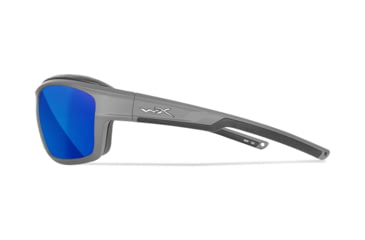 Image of Wiley X WX Ozone Sunglasses, Matte Grey Frame, Captivate Polarized Blue Mirror Lens, CCOZN09