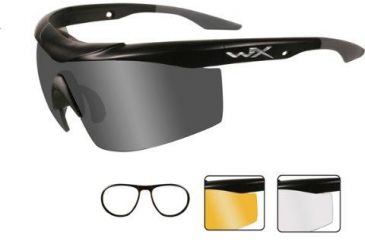 Image of Wiley X WX Talon Sunglasses, Matte Black Frame, Smoke/Clear/Light Rust w/ Blank RX Insert 