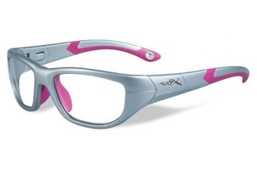 Image of Wiley X Youth Force Victory Sunglasses,Silver/Magenta,Clear Lens YFVIC01