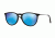 Ray-Ban ERIKA F RB4171F Sunglasses 601/55-57 - Shiny Black Frame, Light Green Mirror Blue Lenses