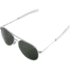 AO Flight Gear General Sunglasses, Bayonet, Silver Frame, Green Glass Lenses, 58mm, 30611