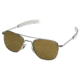 AO Original Pilot Sunglasses, Matte Chrome, Wire Spatula, Brown Glass Lenses, 52mm, Polarized MC-CBPG-WS-52