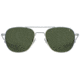 AO Original Pilot Sunglasses, Matte Silver Frame, 57 mm Calobar Green SkyMaster Glass Lenses, Bayonet Temple,738921550303