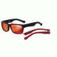 Arnette D Street Sunglasses, Fuzzy Black &amp; Fuzzy Red Frame, Red Mirror Lens-AN4211-01
