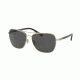 Coach L1637 HC7073B Sunglasses 930280-59 - Gold Silver/ Black Frame, Dark Grey Solid Lenses