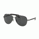 Coach L614 HC7057Q Sunglasses 921987-59 - Antique Silver/ Matte Black Frame, Grey Solid Lenses