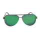 Optic Nerve One Flatscreen Sunglasses, Shiny Gunmetal Frame, Polarized Smoke with Green Mirror Lens 18050