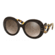 Prada BAROQUE PR27RS Sunglasses UBT4O2-55 - Ebony Malabar Frame, Lt Brown Grad Lt Grey Mir Gold Lenses