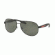 Prada BENBOW PS53PS Sunglasses DG05X1-62 - Black Rubber Frame, Polar Green Lenses