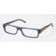 Prada Linea Rosa Eyeglasses PS01AV with No-Line Progressive Rx Prescription Lenses IAW1O1-5115 - Matte Blue Frame