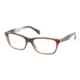 Prada PR14PV Progressive Prescription Eyeglasses EAP1O1-5517 - Striped Brown Horn Frame, Demo Lens Lenses