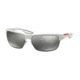 Prada PS50QS Sunglasses TWK7W1-64 - White Rubber/Matte Gunmetal Frame, Grey Mirror Silver Lenses