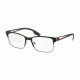 Prada PS55IV Progressive Prescription Eyeglasses 6BJ1O1-53 - Black Rubber/gunmet Rubber Frame