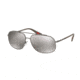 Prada PS56RS Sunglasses DG15K0-60 - Brown/lead Rubber Frame, Dk Brown Mirror Silver Polar Lenses