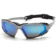 Pyramex Highlander Safety Eyewear - Ice Blue Mirror Anti-Fog Lens, Silver-Black Frame SSB5065DT