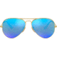 Ray-Ban Aviator Large Metal RB3025 Sunglasses, Matte Gold Frame, Blue Mirror Polar Lenses, RB3025 112/4L-58