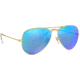 Ray-Ban Aviator Large Metal RB3025 Sunglasses, Matte Gold Frame, Blue Mirror Polar Lenses, RB3025 112/4L-58