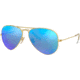 Ray-Ban Aviator Large Metal RB3025 Sunglasses, Matte Gold Frame, Blue Mirror Polar Lenses, RB3025 112/4L-58