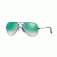 Ray-Ban Aviator Large Metal Sunglasses RB3025 002/4J-58 - Shiny Black Frame, Mirror Gradient Green Lenses
