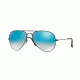 Ray-Ban Aviator Large Metal Sunglasses RB3025 002/4O-62 - Shiny Black Frame, Mirror Gradient Blue Lenses