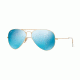 Ray-Ban Aviator Large Metal Sunglasses RB3025 112/17-62 - Matte Gold Frame, Cry.green Mirror Multil.blue Lenses