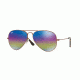 Ray-Ban Aviator Large Metal Sunglasses RB3025 9019C2-58 - Metallic Dark Bronze Frame, Light Grey Mirror Rainbow 2 Lenses